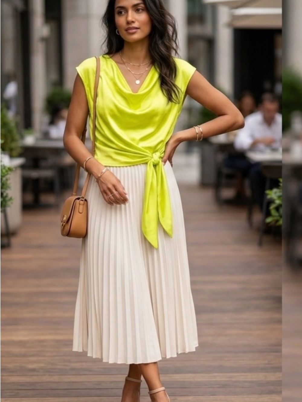 Zara Neon Lime Twist Front Tank